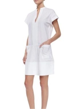 Vince White Poplin Shift Dress Pockets XS
